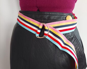 Vintage 90s wide striped woven cloth chord sash belt/wide striped ribbon trim Vintage 90s Wide Striped Woven Cloth Chord Sash Belt - Etsy main image 3