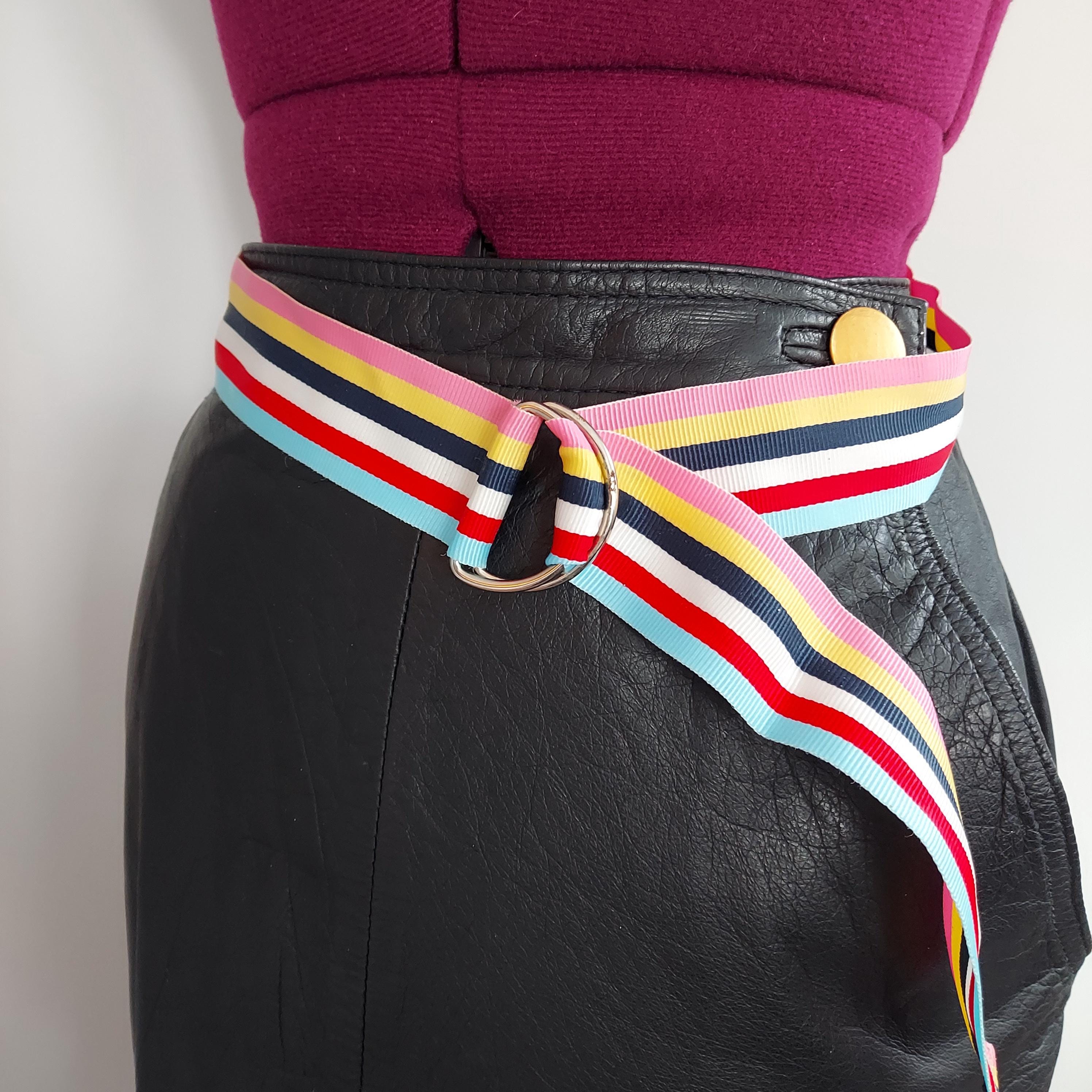 Vintage Rainbow VERY Wide Belt Sash 70s Liz Claiborne DESIGNER Unisex Size M L Liz Claiborne Waist Belt - Etsy main image 2
