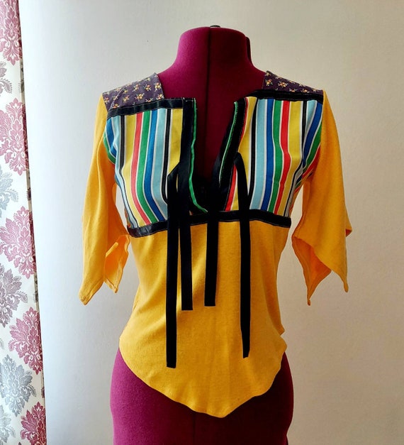 Rainbow Ribbon Top, Stretch Knit, Bishop Sleeve |… - image 1