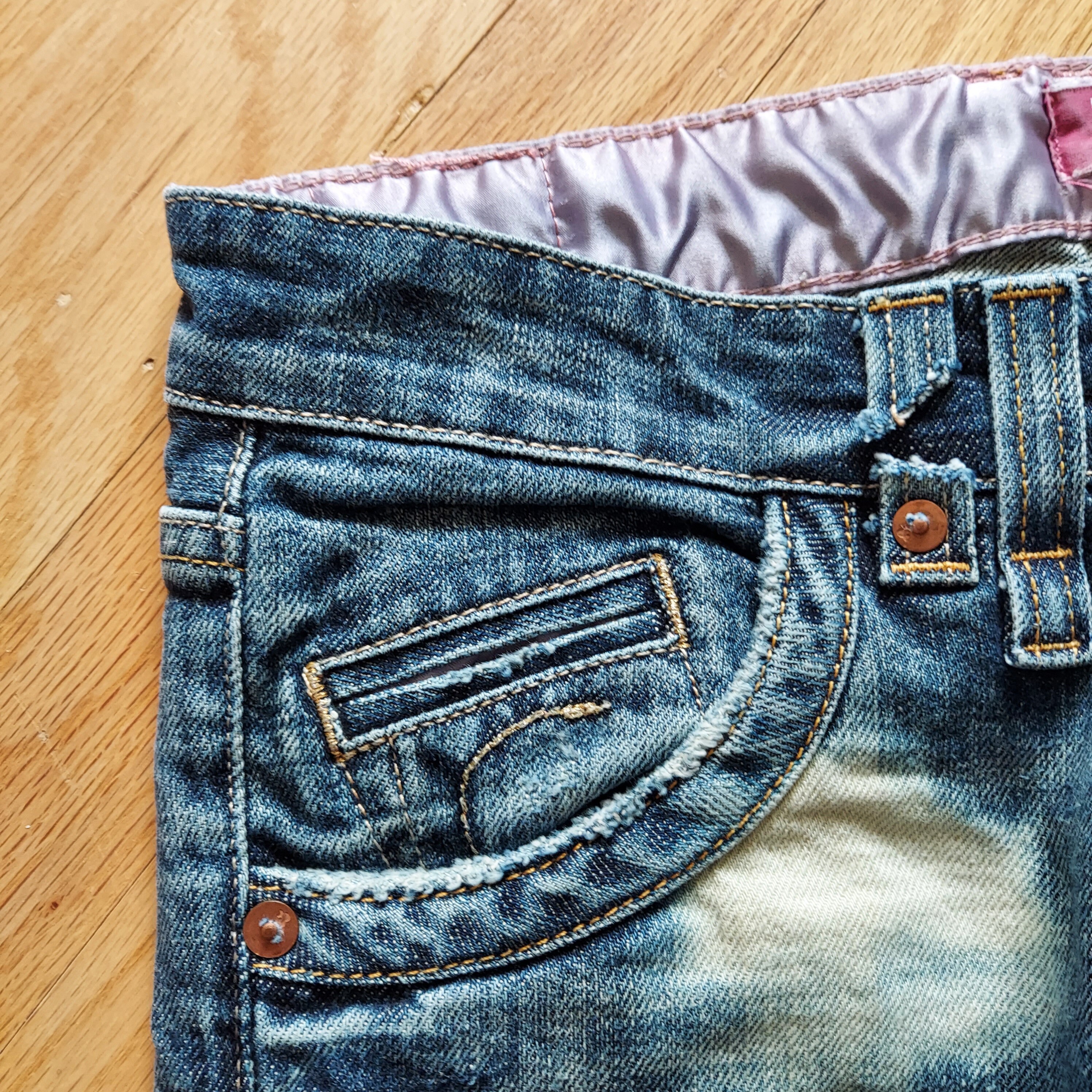 Shredded Jeans W 28 X 27 Inseam | Bleach Fade, Holes