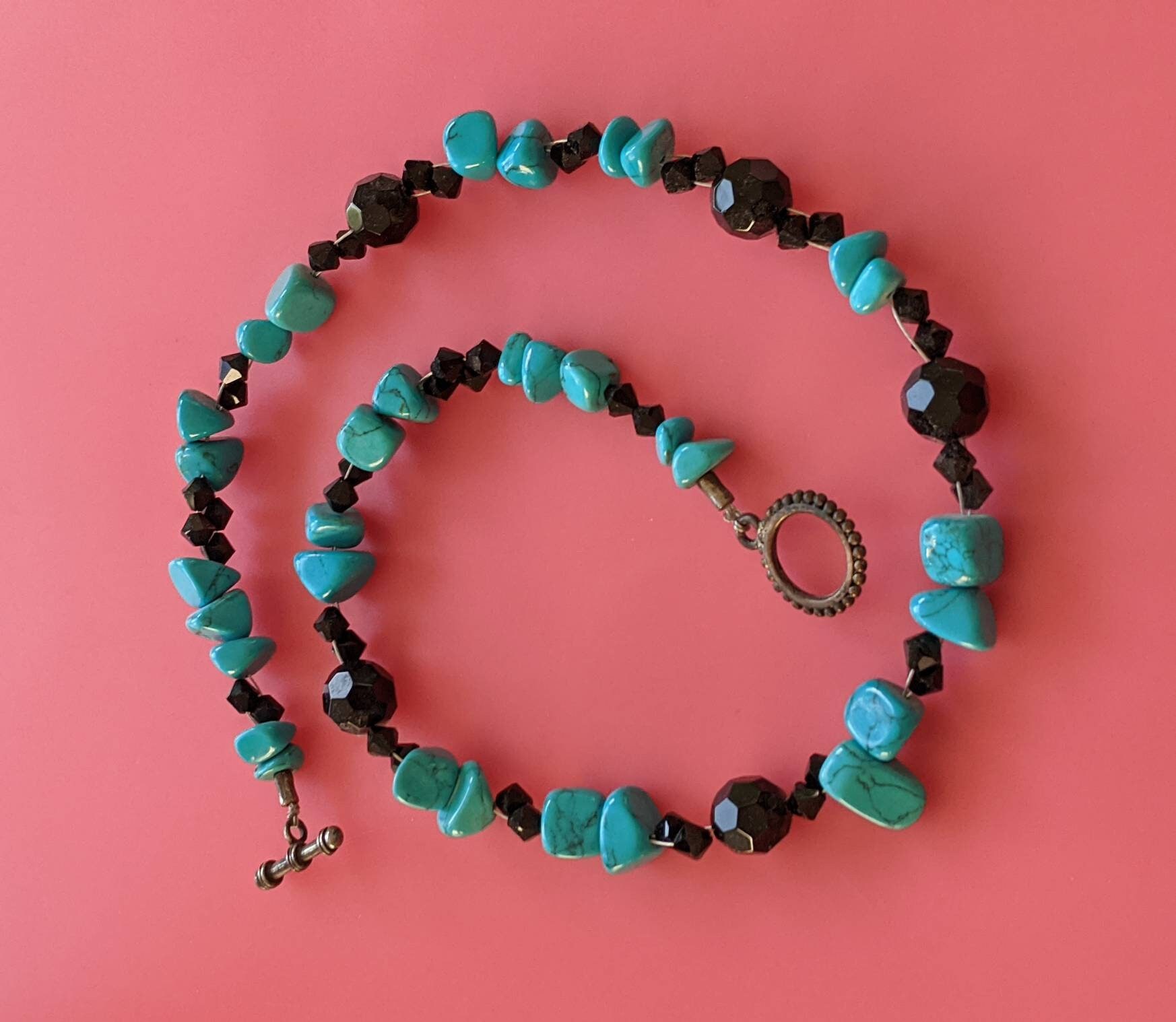 Blue Glass Bead Necklace Etsy