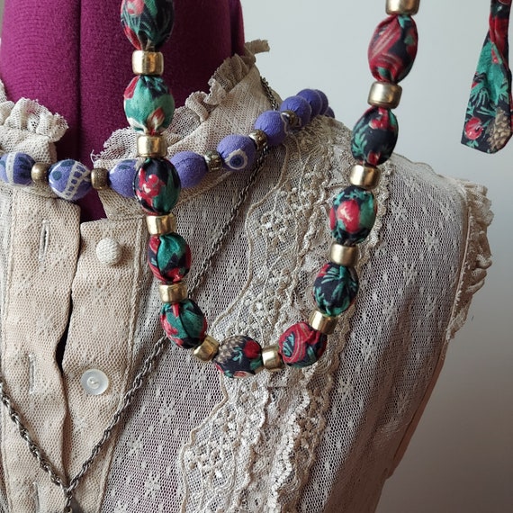 Paisley Bandana Beads, Tie-On Necklaces  | Purple… - image 3