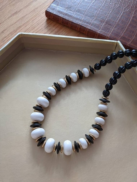 Black White Beads, Tailored Statement | 80's Clas… - image 4