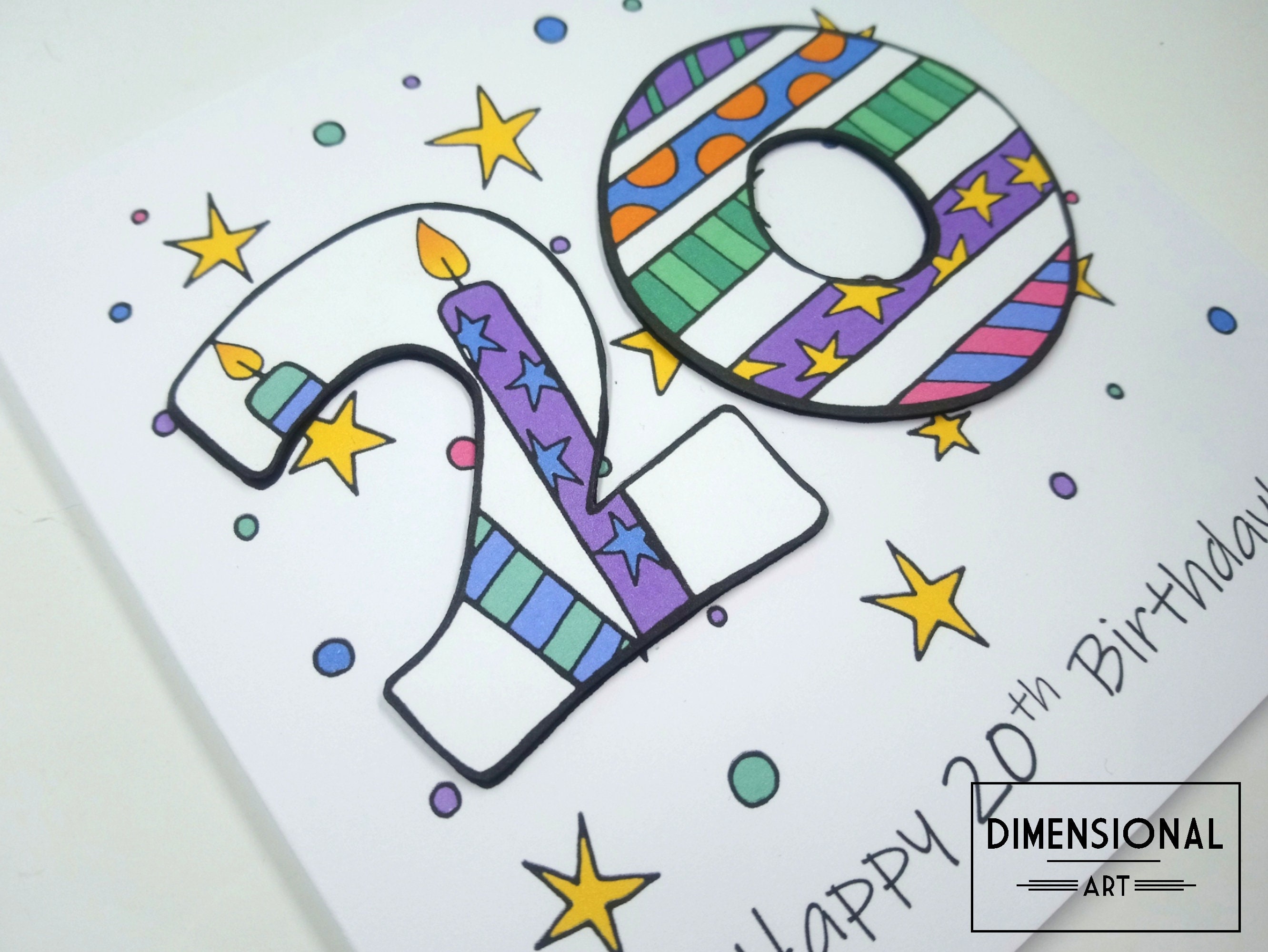 Número 20 Cumpleaños Tarjeta De Aniversario De Velas Con Globos Foto De