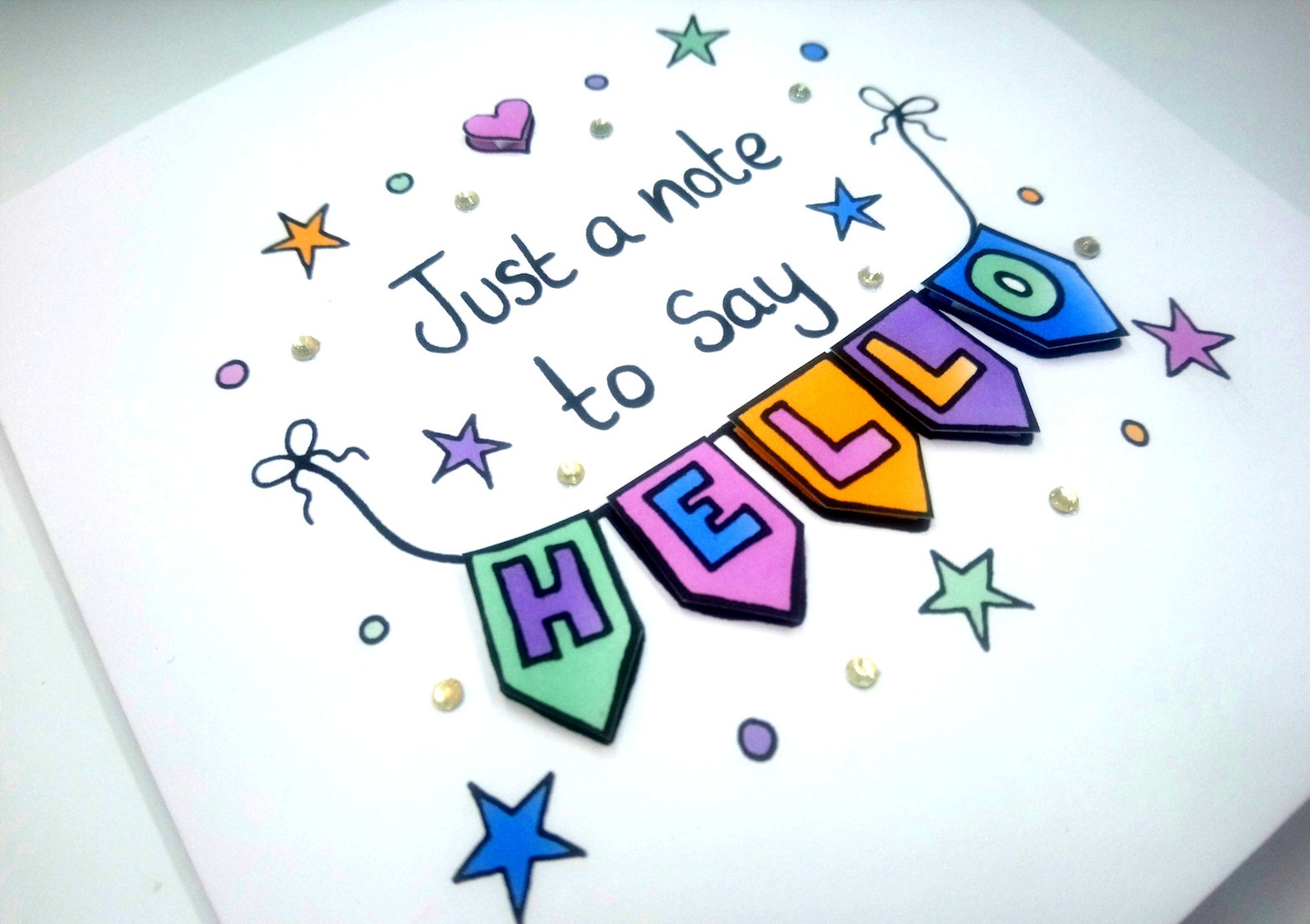 Just a Note to Say Hello Card Blank Card Handmade Card Etsy