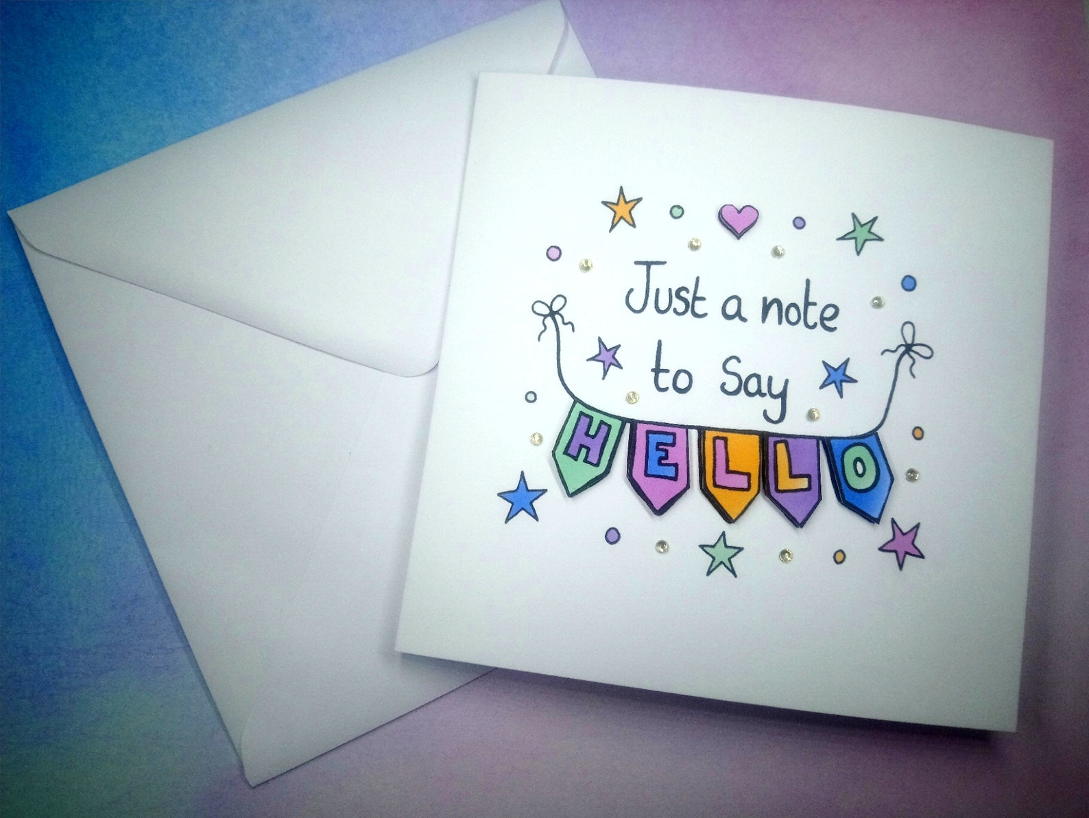 Just a Note to Say Hello Card Blank Card Handmade Card Etsy