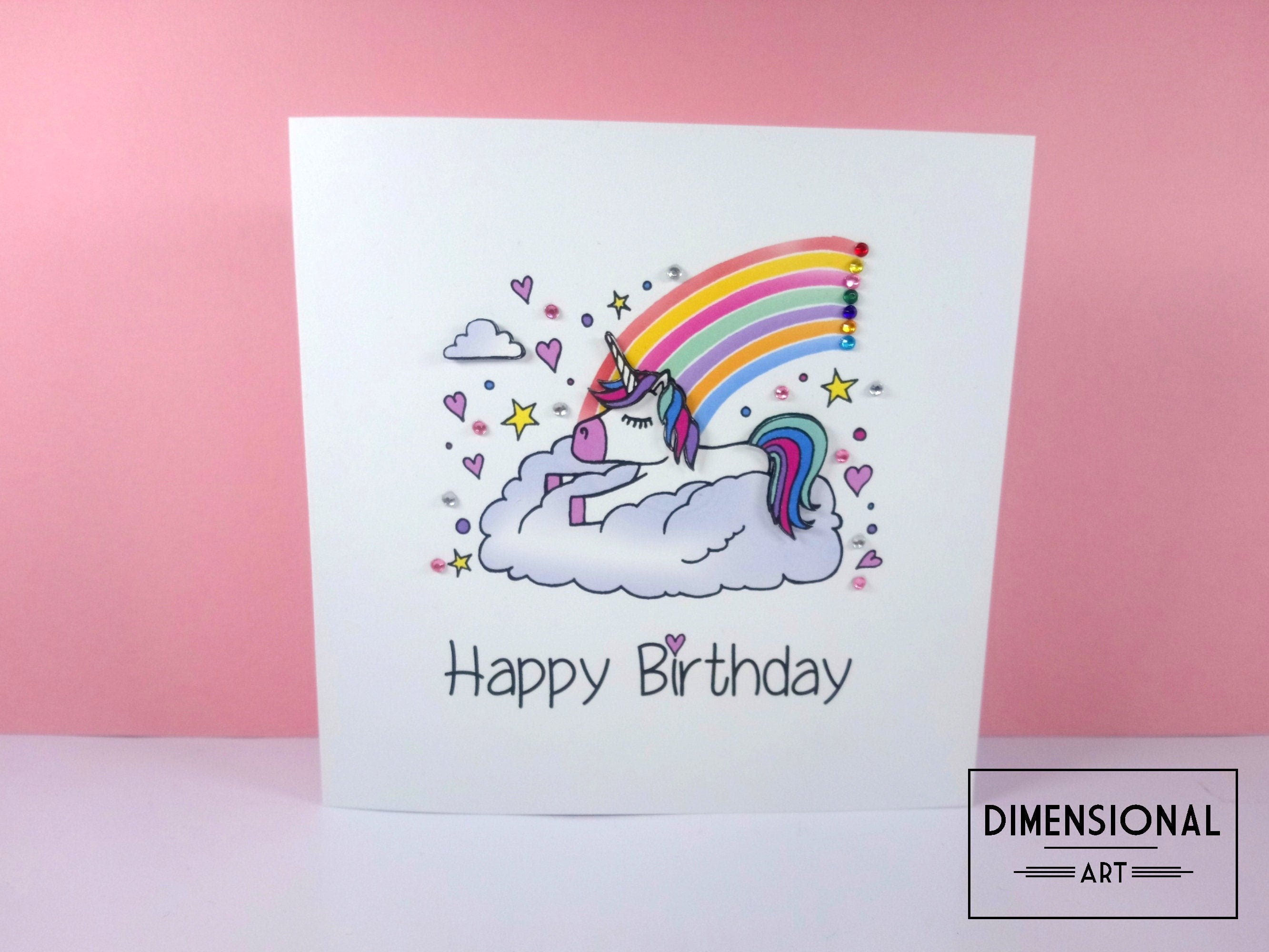 Unicorn Happy Birthday Card Children's Birthday card | Etsy