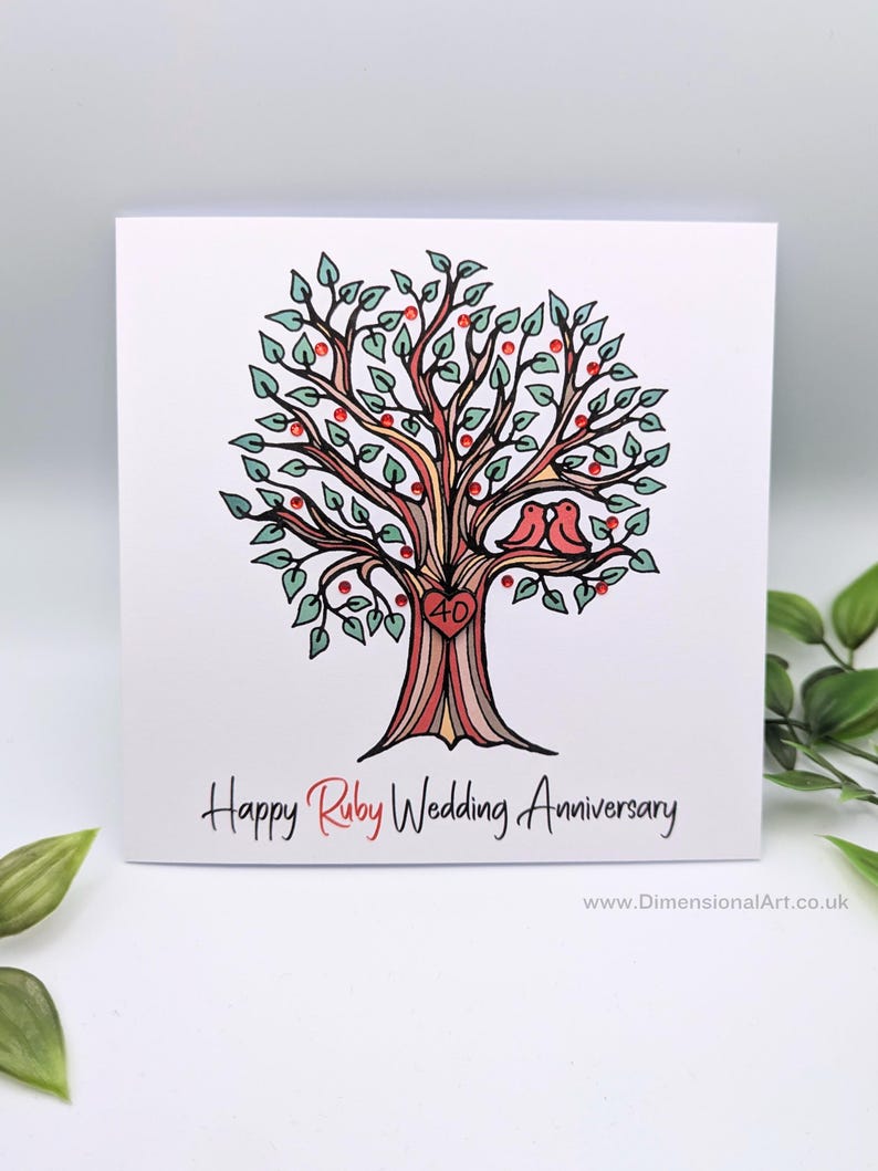 Ruby 40th Wedding Anniversary Card - 40 Year Anniversary - Handmade ...