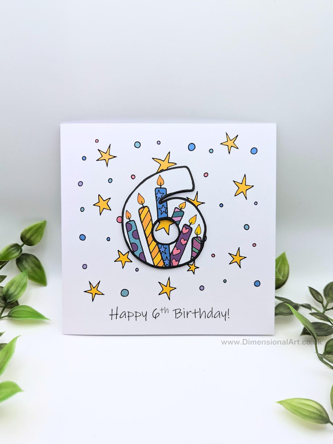 6th Birthday Card - Happy 6th Birthday - Six Today - 6 - Handmade Cards ...