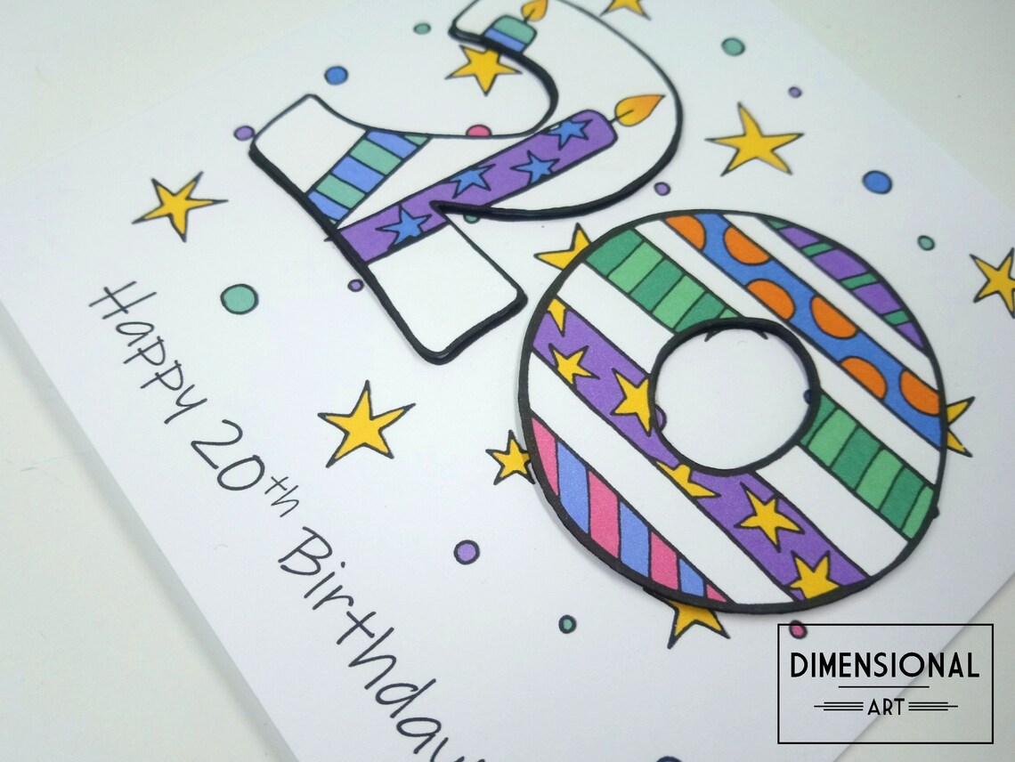 20th Birthday Card Happy 20th Birthday Twenty Today 20 Etsy