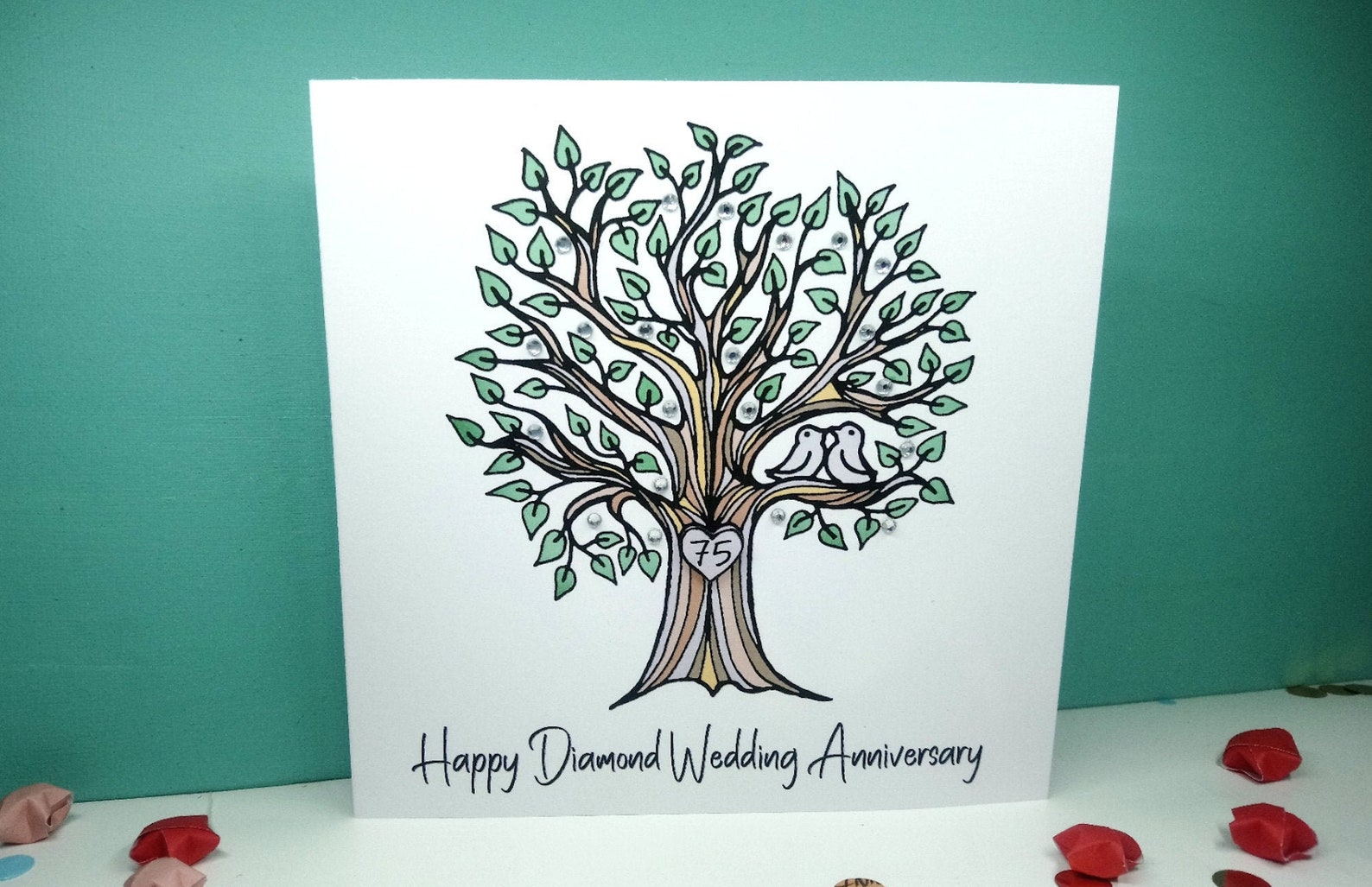 Diamond 75th Wedding Anniversary Card 75 year Anniversary | Etsy