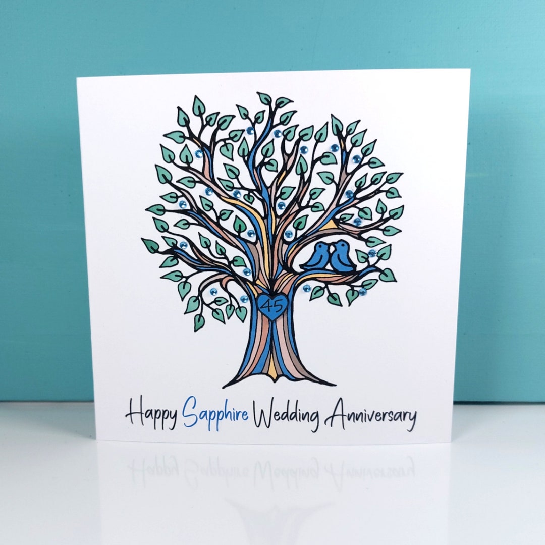 Sapphire 45th Wedding Anniversary Card 45 Year Anniversary Handmade ...