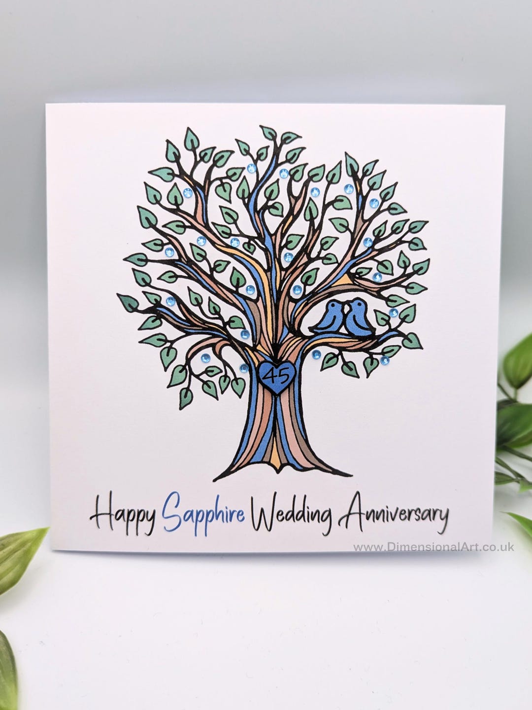 Sapphire 45th Wedding Anniversary Card - 45 Year Anniversary - Handmade ...