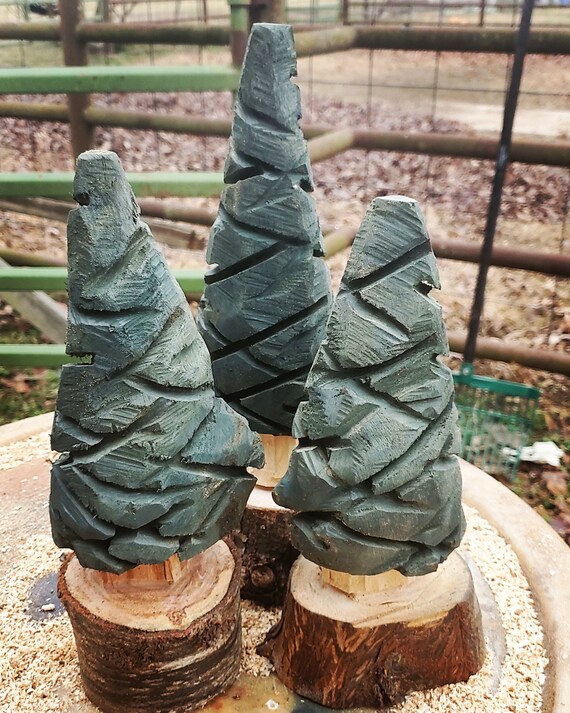 Chainsaw Carved Pine Christmas Trees Etsy
