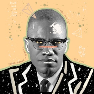 Malcolm X Contemporary Collage Art African American History Limited Edition Mixed Media Art Prints