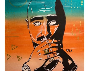 Tupac Portrait | Colorful Contemporary Fine Art Print | Black Owned | Hip Hop Lovers