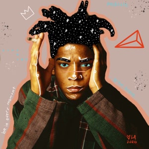 Jean Michel Basquiat Digital Collage Giclee Print Famous Black Artist Painters Samo Contemporary Fine Art Collectors Starseeds Leslie Anne