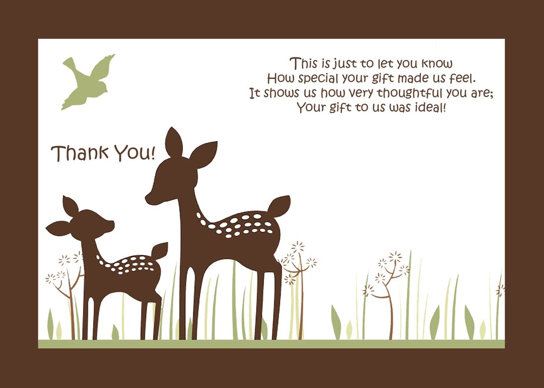 Deer Thank You Card - Etsy