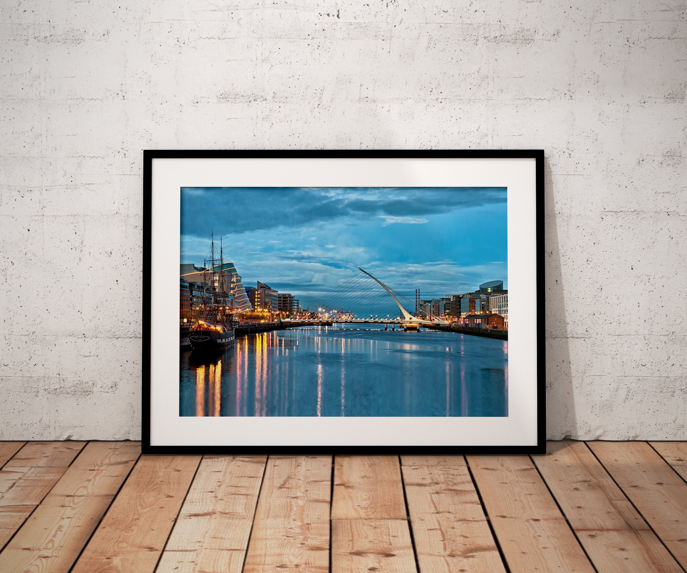 Dusk Over Dublin and Samuel Beckett Bridge River Liffey Wall - Etsy