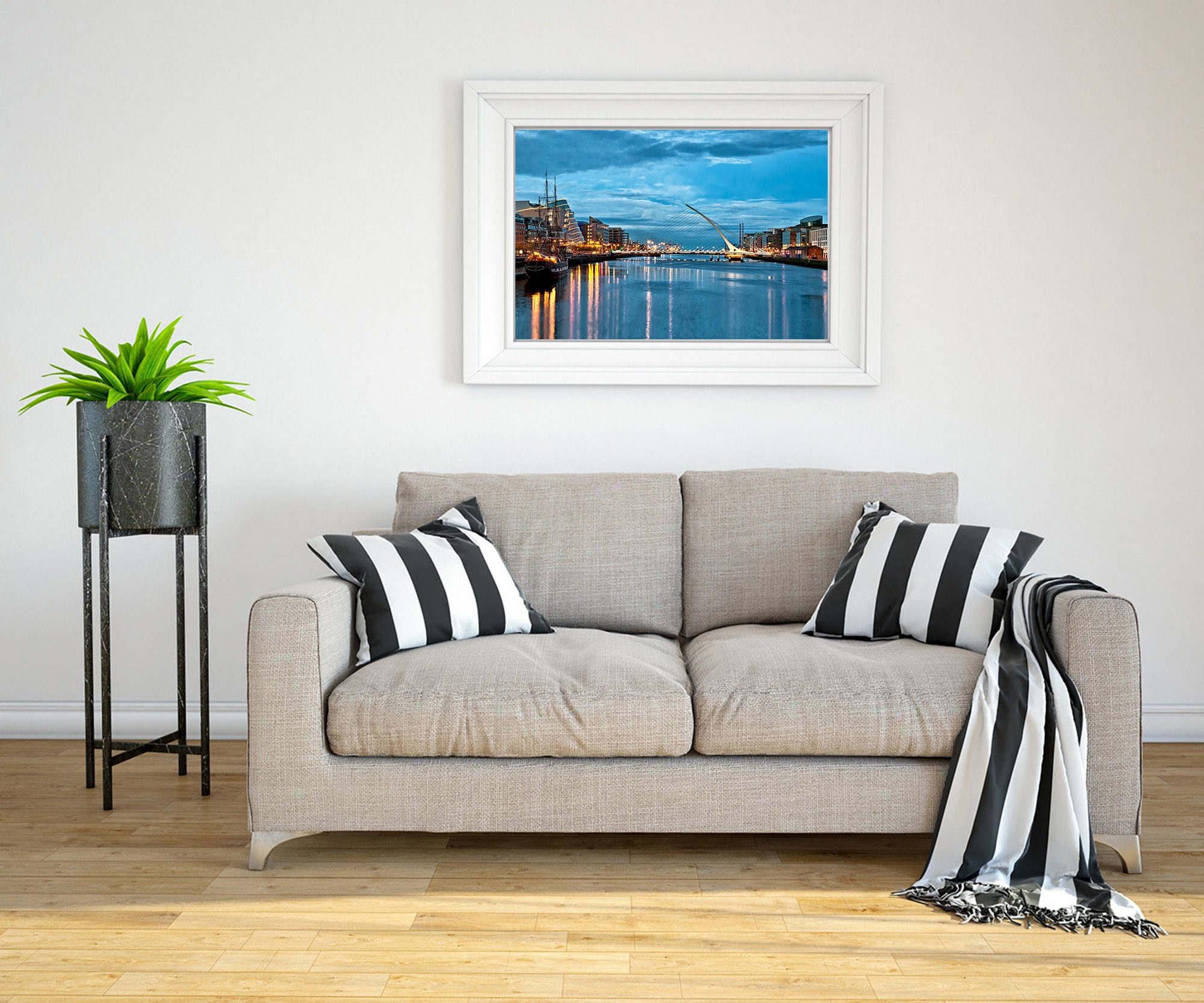 Dusk Over Dublin and Samuel Beckett Bridge River Liffey Wall - Etsy