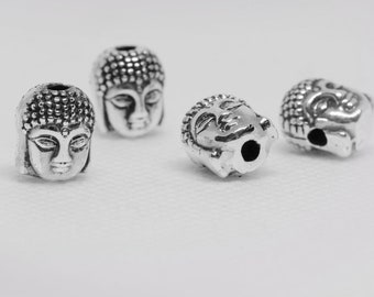 Meilleure vente ! 5 têtes de bouddha en argent sterling oxydées 8 x 9 mm | Religieux, Yoga, Chapelet