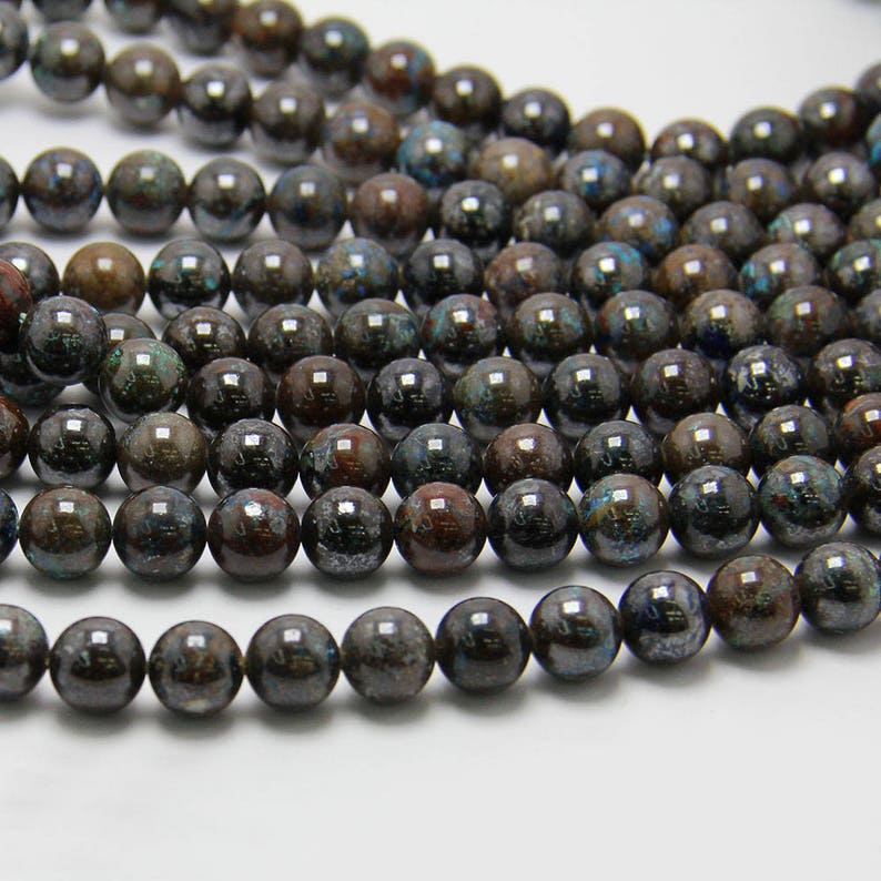High Quality Bead 10mm Natural Stone and Color Dark Color Smooth Round Black-Green-Blue Bead Bead for Handmade Jewelry Chrysocolla Bead