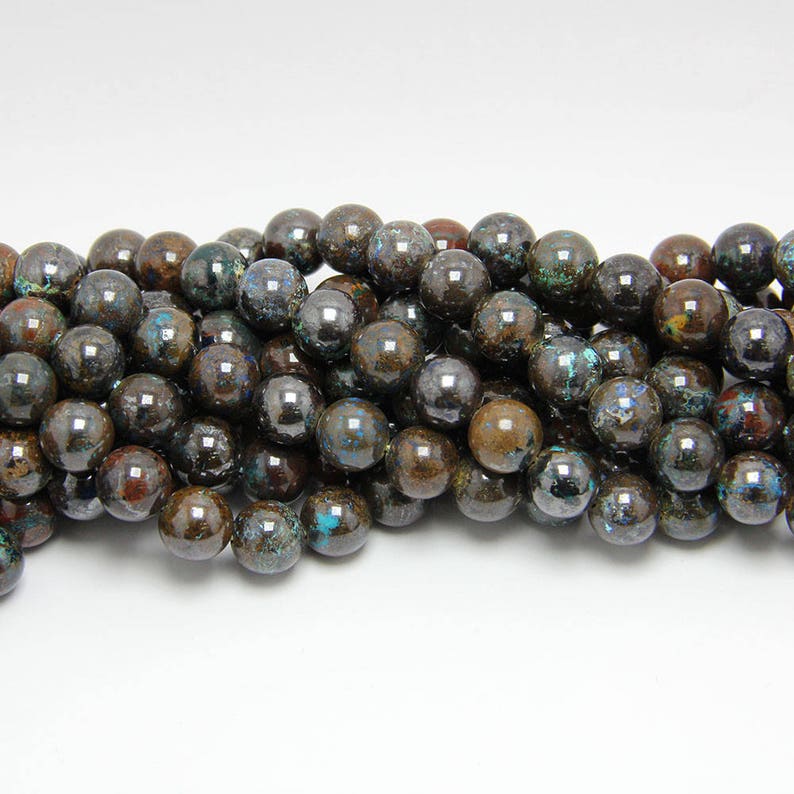 High Quality Bead 10mm Natural Stone and Color Dark Color Smooth Round Black-Green-Blue Bead Bead for Handmade Jewelry Chrysocolla Bead