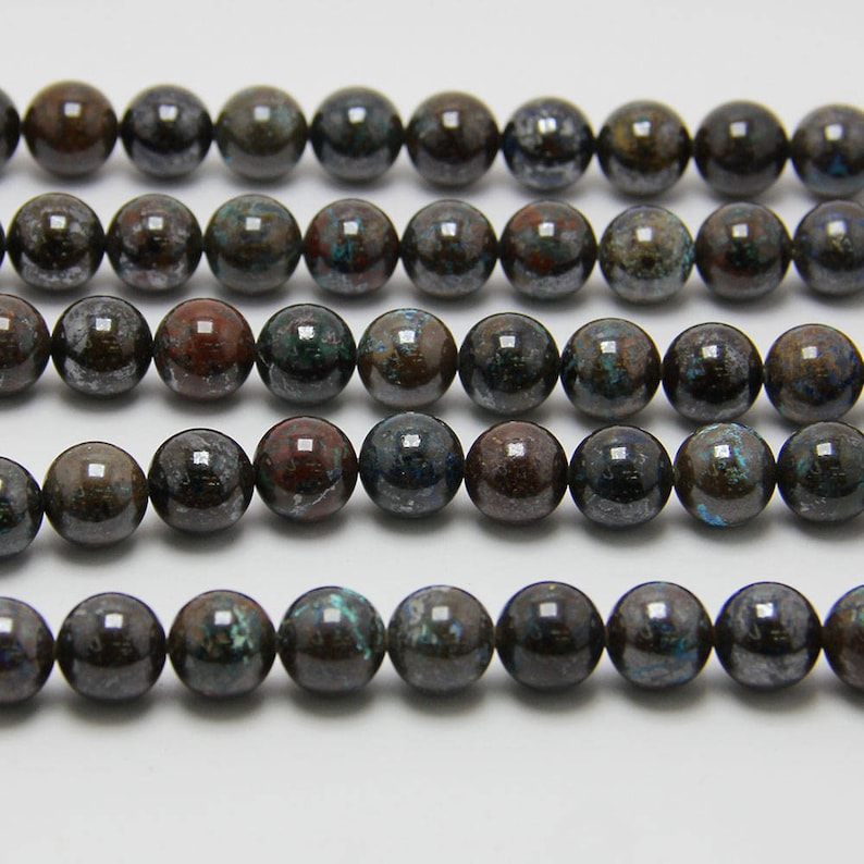 High Quality Bead 10mm Natural Stone and Color Dark Color Smooth Round Black-Green-Blue Bead Bead for Handmade Jewelry Chrysocolla Bead