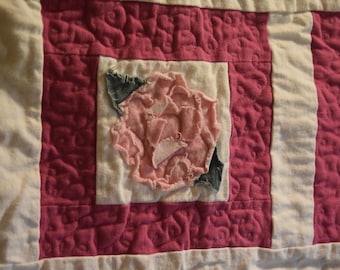 Flannel rose rag quilt