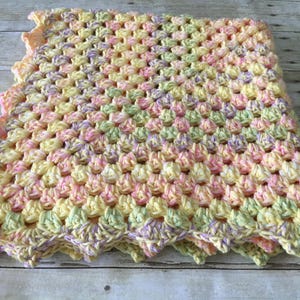 Pastels Baby Blanket, Crochet Baby Blanket, Granny Square, Chunky Baby Blanket, Baby Afghan, Photo Prop, Baby Shower Gift, Double Thick