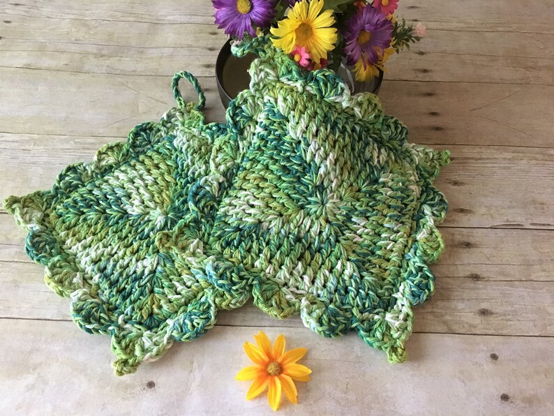 Aqua/purple Pot Holder Crochet Pot Holders Kitchen Pot Etsy