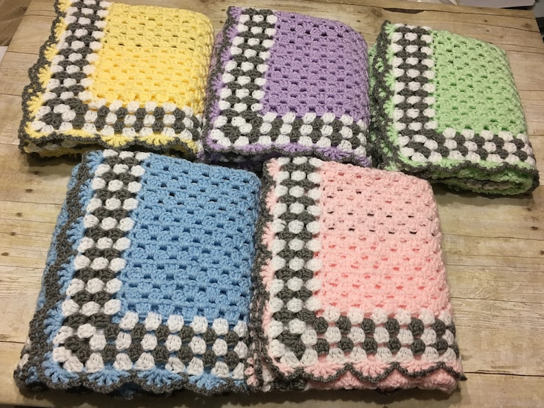 Yellow Grey Baby Blanket Yellow Baby Blanket Crochet Baby Etsy