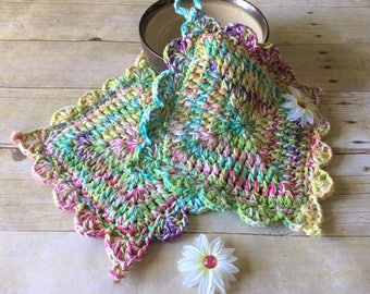 Rainbow Pot Holder, Potholders Handmade, Hot Pad, Kitchen Pot Holder, Hot Pad, Double Thick, Ready to Ship, Gifts for her, Stocking Stuffer