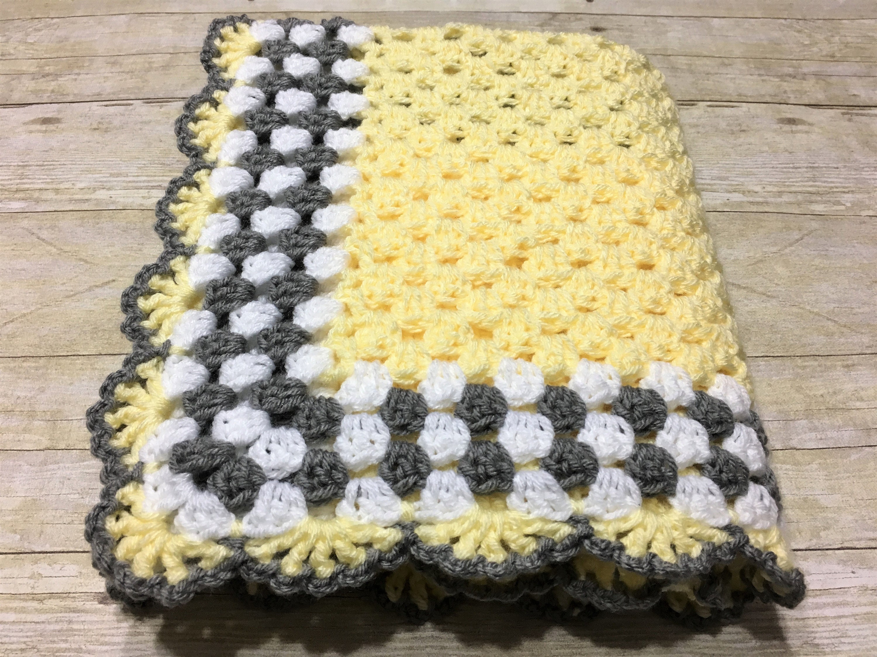 Yellow Grey Baby Blanket Yellow Baby Blanket Crochet Baby Etsy Nederland