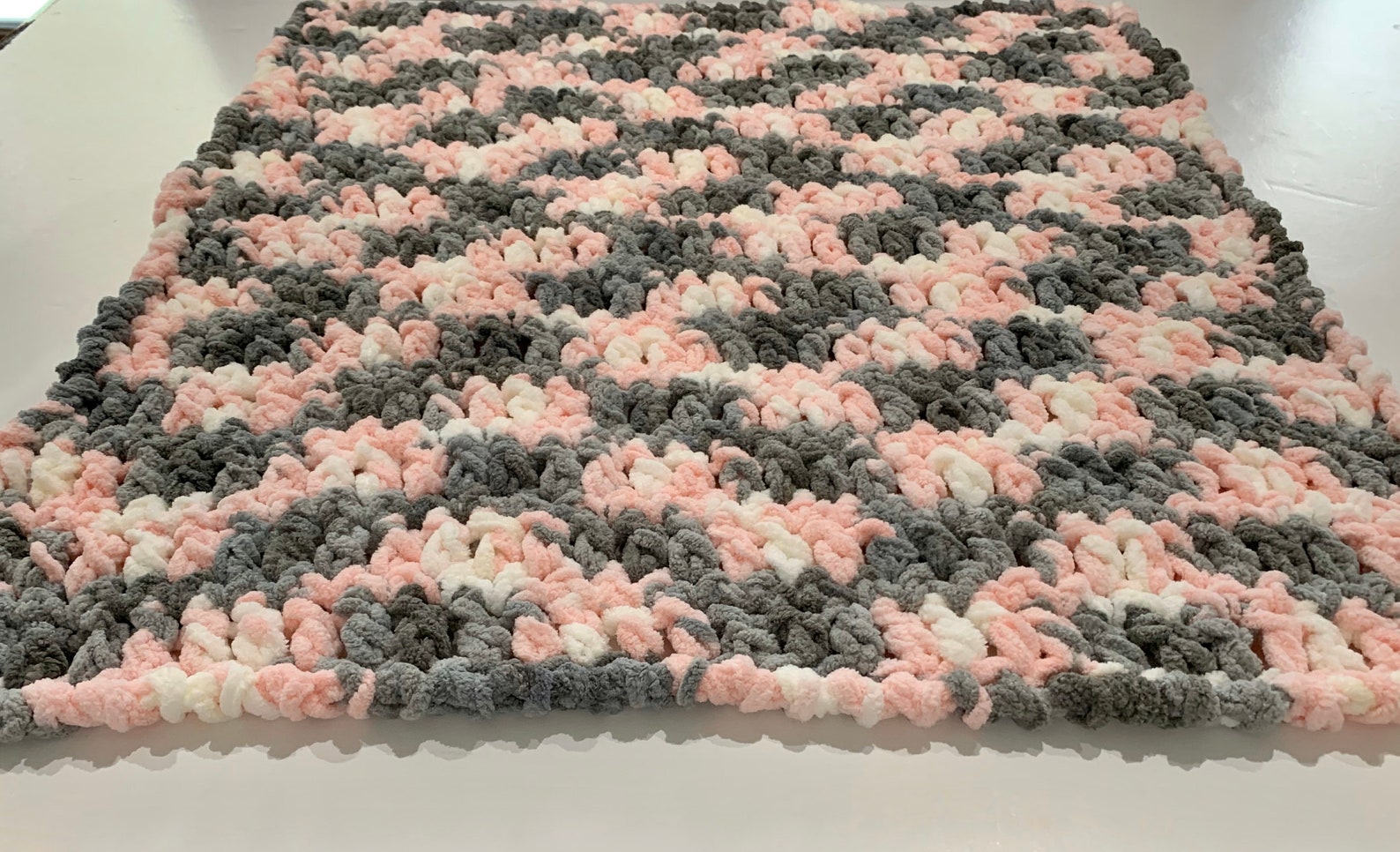 Pink Gray Baby Blanket Crochet Baby Blanket Car Seat Etsy