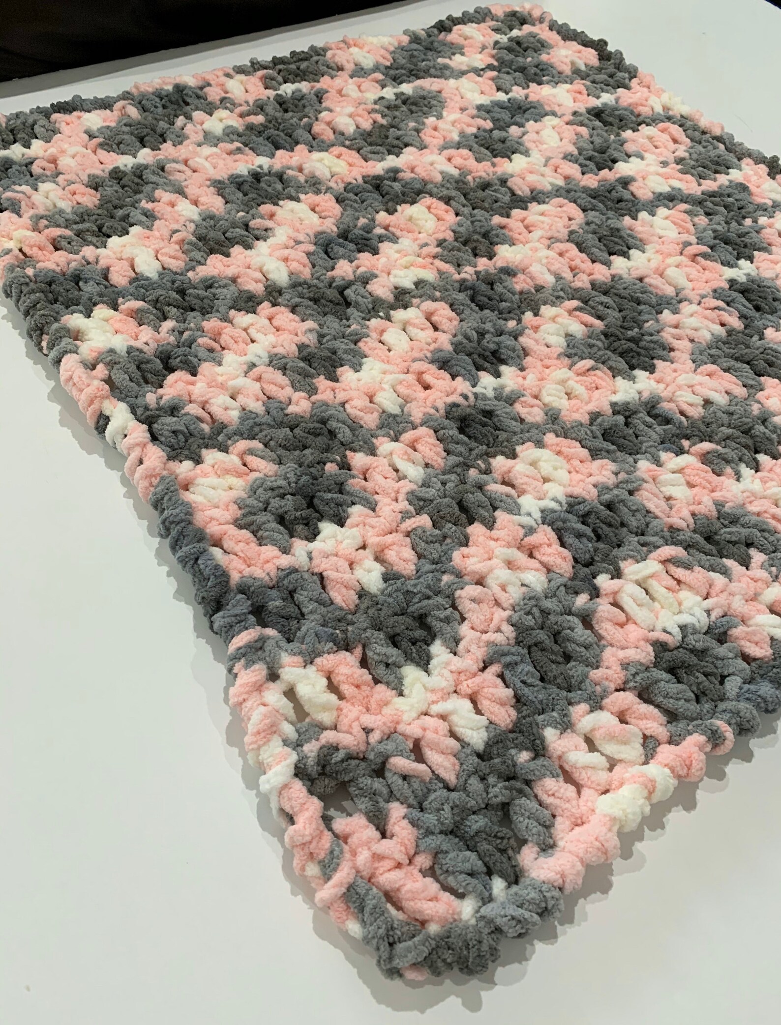 Pink Gray Baby Blanket Crochet Baby Blanket Car Seat Etsy