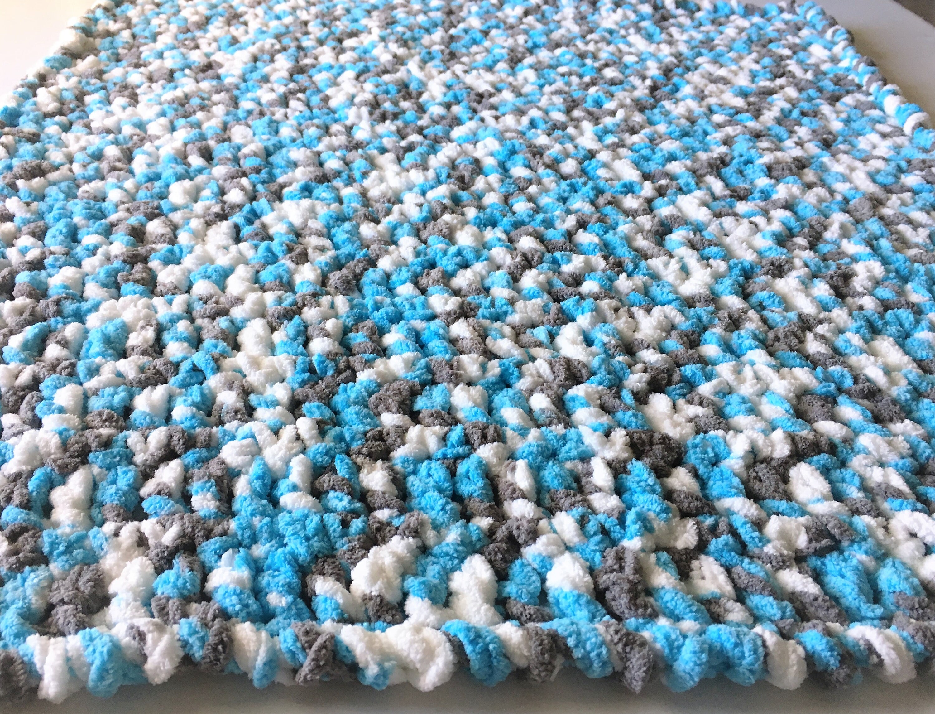 Blue Gray Baby Blanket Crochet Baby Blanket Blue Crochet Etsy