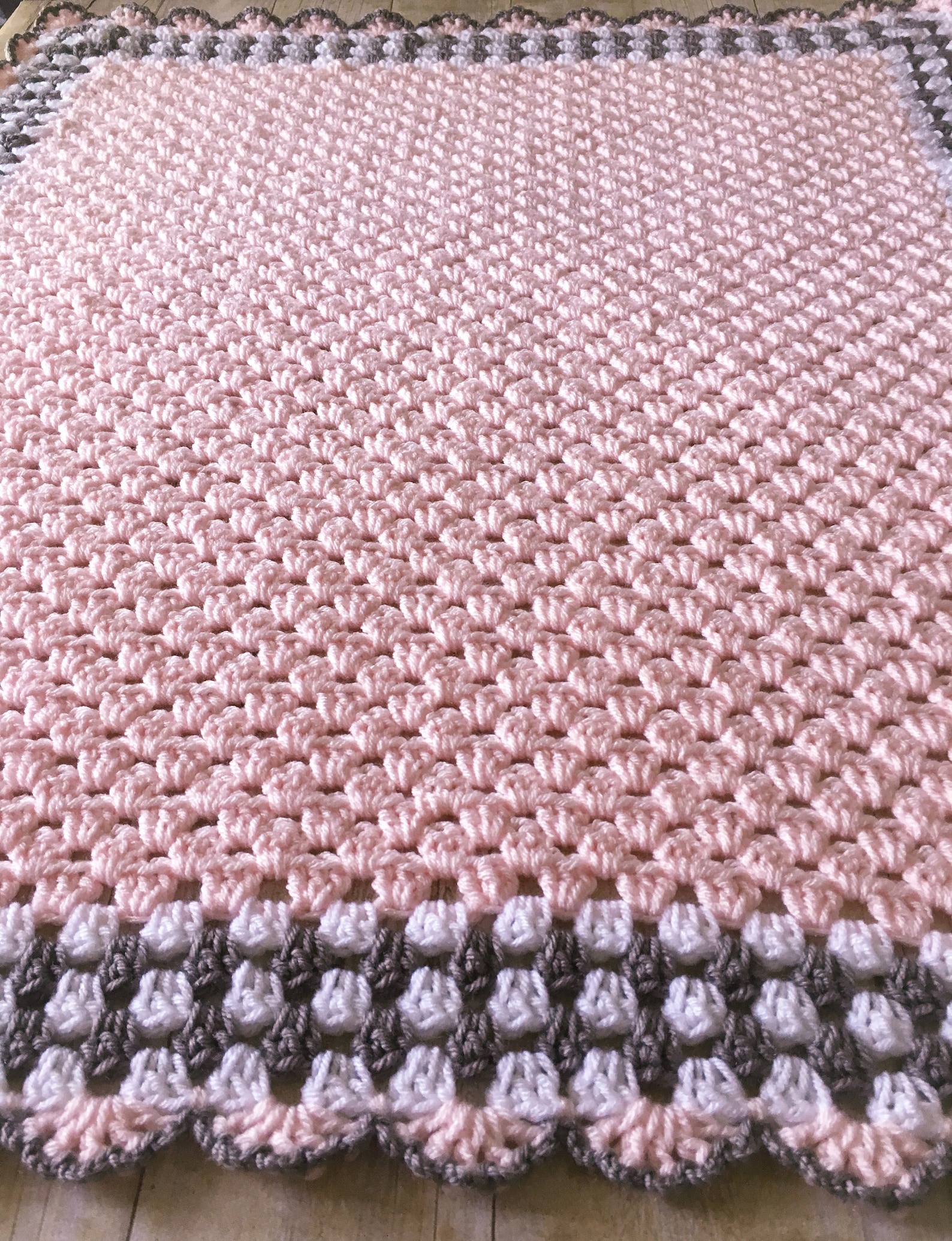 Pink Grey Baby Blanket Pink Baby Blanket Crochet Baby Etsy