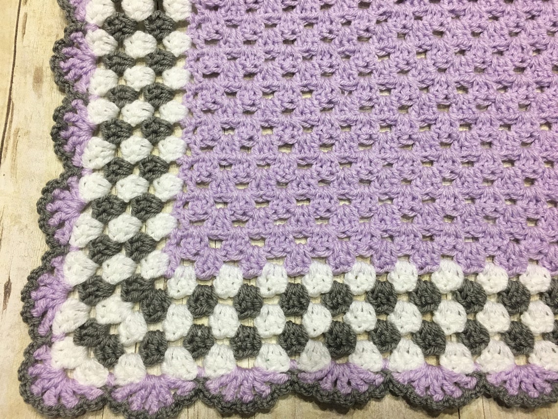 Pink Grey Baby Blanket Pink Baby Blanket Crochet Baby Etsy