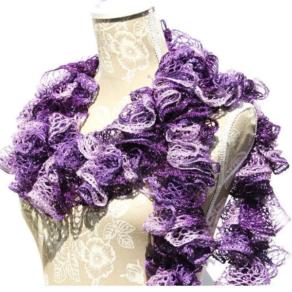 Multi Purple Crochet Scarf, Purple Ruffle Scarf, Crochet Scarf, Mothers Day Gifts, Gift for Mom, Handmade Scarf, Ready to ship