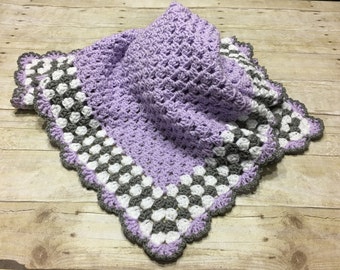 Lavender Baby Blanket, Crochet Baby Blanket, Purple Baby Blanket, Crochet Afghan, Handmade Blanket, Baby Blanket Blue, Crochet Blanket