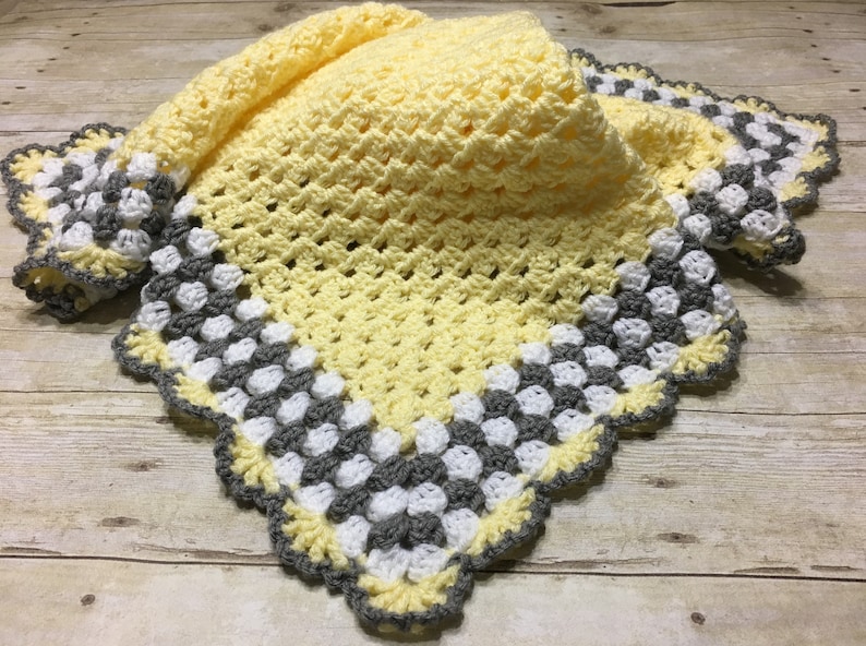 Yellow Grey Baby Blanket Yellow Baby Blanket Crochet Baby Etsy Canada
