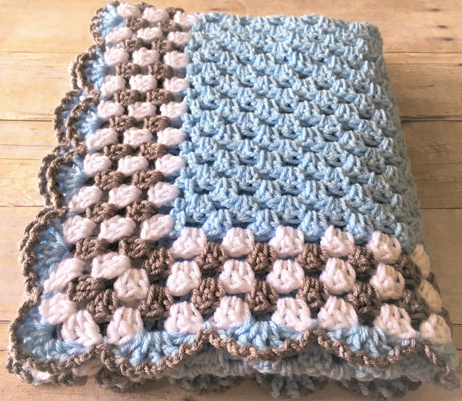 Blue Grey Baby Blanket Crochet Baby Blanket Blue Baby Etsy