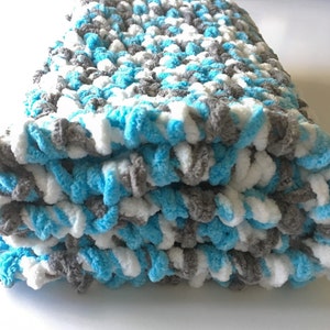 Blue Gray Baby Blanket, Crochet Baby Blanket, Blue Crochet Blanket, Car Seat Blanket, Handmade Blanket, Newborn Blanket, Free Shipping