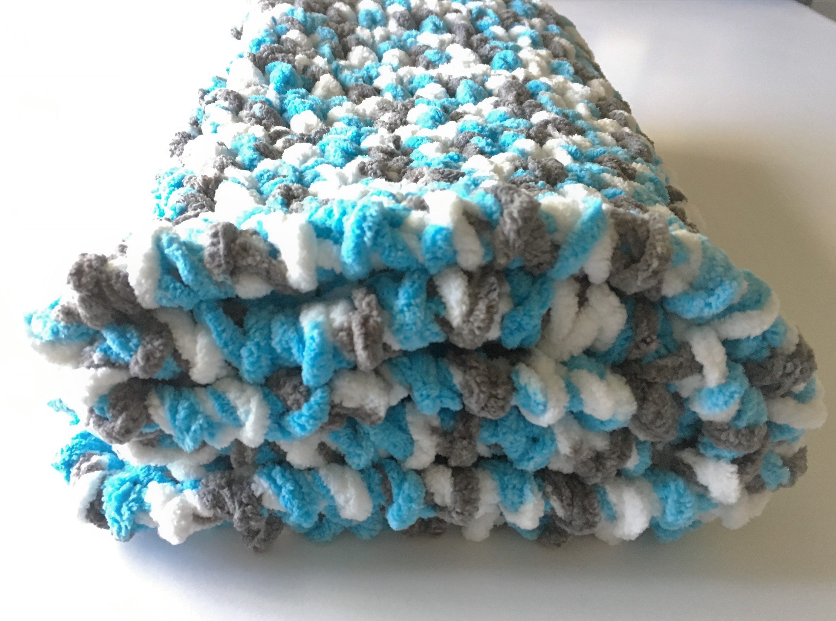 Blue Gray Baby Blanket Crochet Baby Blanket Blue Crochet Etsy