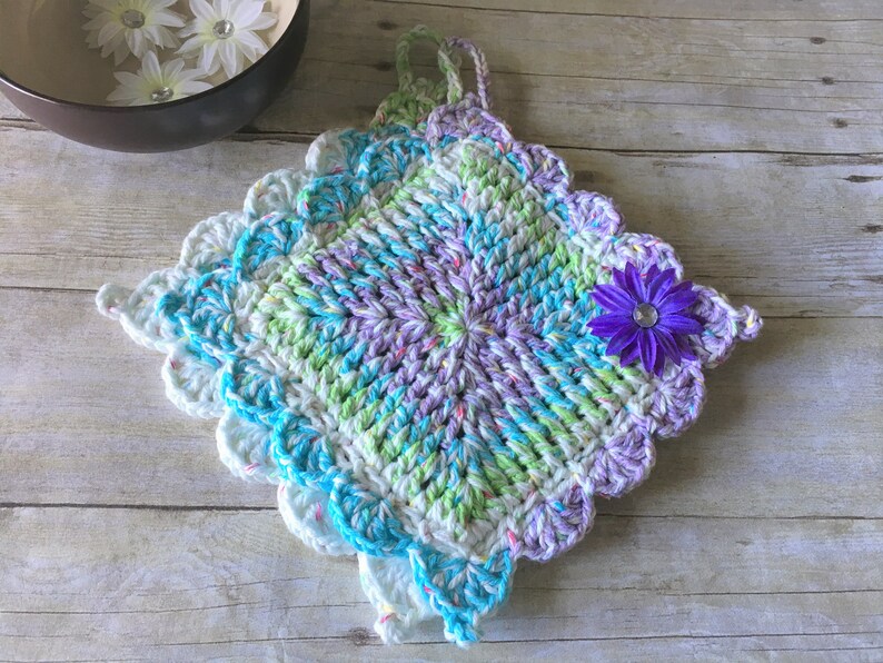 Set of 2 Kitchen Pot Holder Ready to Ship Gift Set BluePurple Pot Holder Crochet Pot Holders Handmade Pot Holders Pot Holder Hot Pad