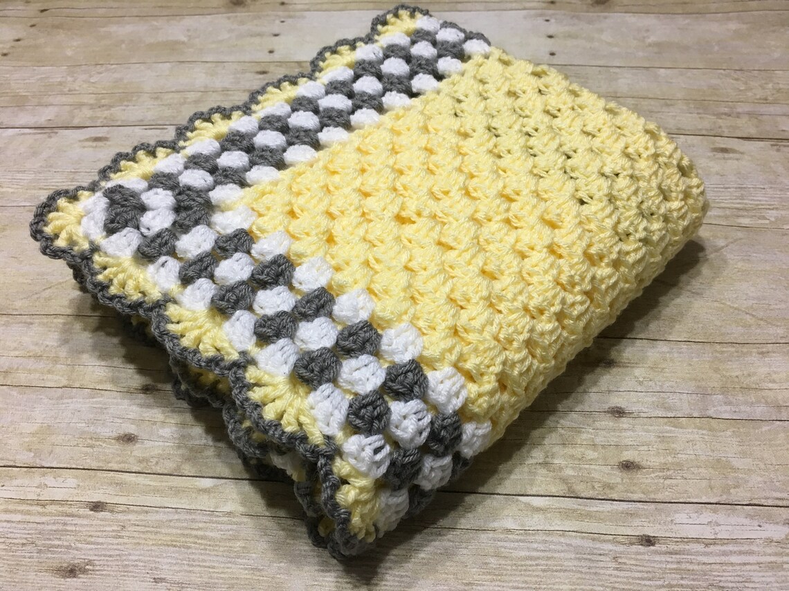 Yellow Grey Baby Blanket Yellow Baby Blanket Crochet Baby Etsy Canada