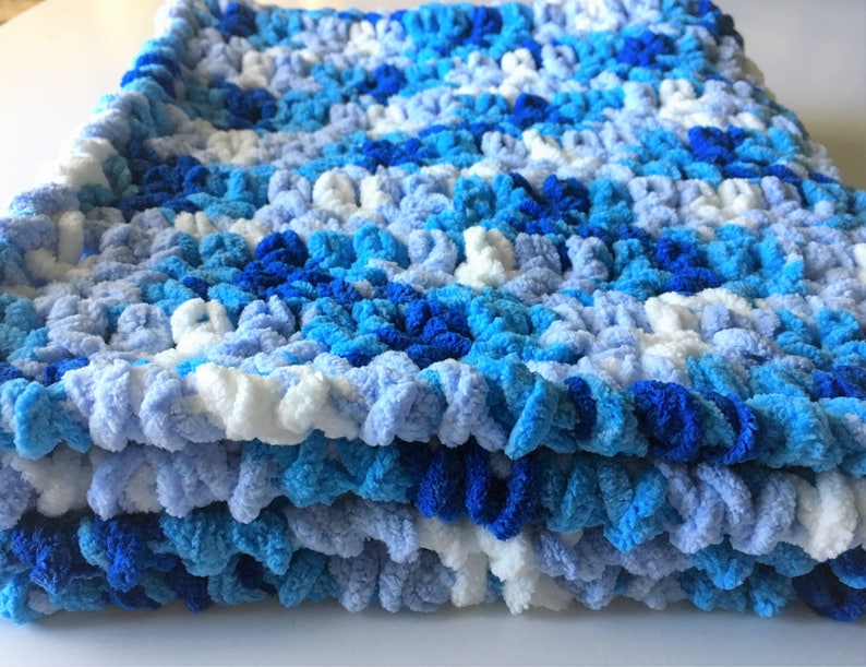 Blue Baby Blanket Crochet Baby Blanket Travel Blanket Etsy
