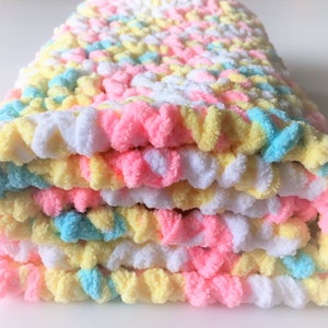 Pastels Baby Blanket, Crochet Baby Blanket, Security Blanket, Photo Prop, Handmade Blanket, Car Seat Blanket, Gender Neutral, Free Shipping