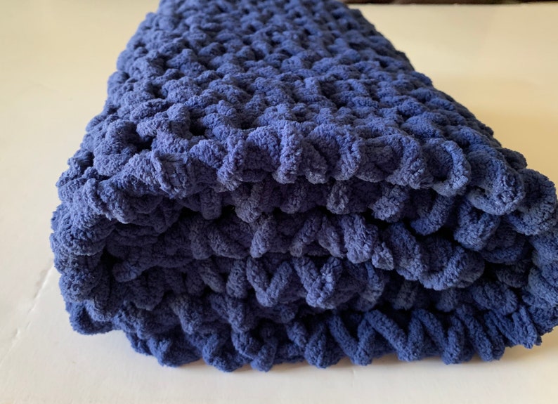 Navy Blue Baby Blanket Crochet Baby Blanket Photo Prop Etsy